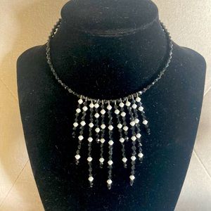 Cache Black & White Beaded Choker